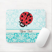 Blauwgroen Damask Pattern Ladybug Muismat (Met muis)