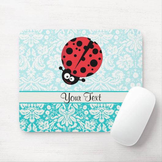 Blauwgroen Damask Pattern Ladybug Muismat (Met muis)