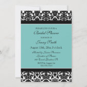 Blauwgroen Damask Photo Bridal Shower Invitation C Kaart (Achterkant)