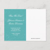 Blauwgroen Damask Ribbon Jewels Sla de datum op Aankondigingskaart (Achterkant)
