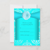 Blauwgroen Damask Roos Blauwgroen Blauw All Occasi RSVP Kaartje (Achterkant)