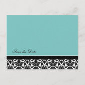 Blauwgroen Damask Save the Date Wedding Briefkaart (Achterkant)