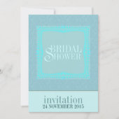 Blauwgroen Damask Simple Bridal Shower-uitnodiging Kaart (Voorkant)