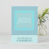Blauwgroen Damask Simple Bridal Shower-uitnodiging Kaart (Staand voorkant)