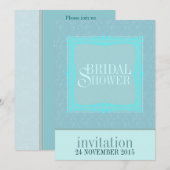 Blauwgroen Damask Simple Bridal Shower-uitnodiging Kaart (Voorkant / Achterkant)