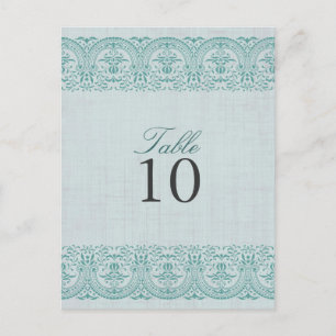 Blauwgroen  Damask Tafelnummerkaart Briefkaart