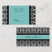 Blauwgroen Damask Trouwtafel Plaats Instelling Kaa Plaatskaartje (Voorkant / Achterkant)