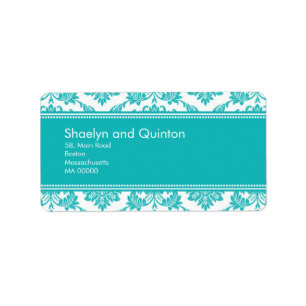 Blauwgroen Damask Wedding Adresetiketten Etiket