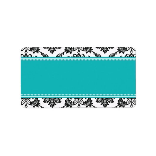 Blauwgroen Damask Wedding Adresetiketten Etiket (Voorkant)