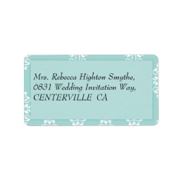 Blauwgroen Damask Wedding Etiket