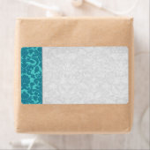 Blauwgroen Damask Wedding Etiket (Insitu)