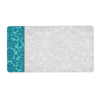 Blauwgroen Damask Wedding Etiket