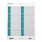 Blauwgroen Damask Wedding Etiket (Full Sheet)