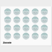 Blauwgroen  Damask Wedding Favor Sticker (Vel)