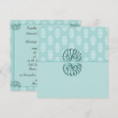 Blauwgroen Damask Wedding Kaart (Voorkant / Achterkant)