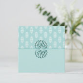 Blauwgroen Damask Wedding Kaart (Staand voorkant)
