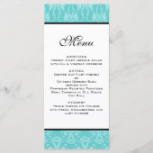 Blauwgroen Damask Wedding Menu (Voorkant)