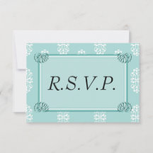 Blauwgroen Damask Wedding RSVP