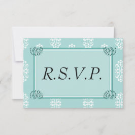 Blauwgroen Damask Wedding RSVP