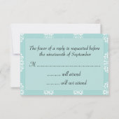 Blauwgroen Damask Wedding RSVP Kaartje (Achterkant)