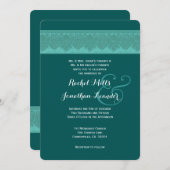 BLAUWGROEN Damask Wedding Sjabloon V16 Kaart (Voorkant / Achterkant)