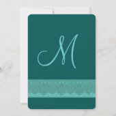 BLAUWGROEN Damask Wedding Sjabloon V16 Kaart (Achterkant)