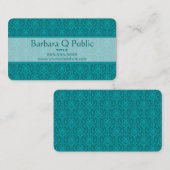 Blauwgroen Damaspatroon Visitekaartje (Voorkant / Achterkant)