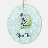 Blauwgroen DamasPatroonafschermend Keramisch Ornament (Links)