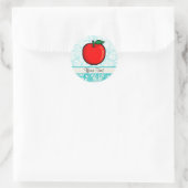 Blauwgroen DamaspatroonApple Ronde Sticker (Tas)