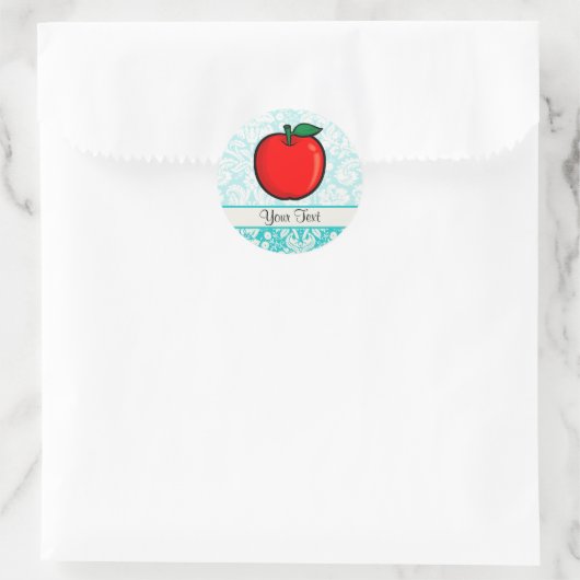 Blauwgroen DamaspatroonApple Ronde Sticker (Tas)