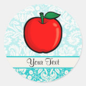 Blauwgroen DamaspatroonApple Ronde Sticker (Voorkant)