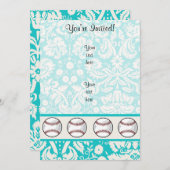 Blauwgroen DamasPatroonsoftball Kaart (Voorkant / Achterkant)