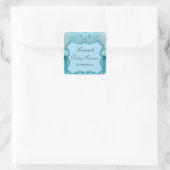 Blauwgroen Damast Baby shower Vierkante Sticker (Tas)
