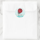 Blauwgroen damast patroon lieveheersbeestje ronde sticker (Tas)