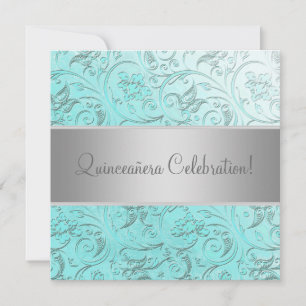 Blauwgroen Damast Quinceanera Kaart