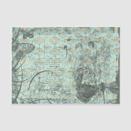 Blauwgroen dames ontkoppelen tissuepapier (Voorkant)