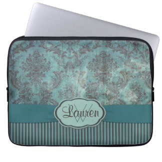  blauwgroen damesmonogram laptop sleeve