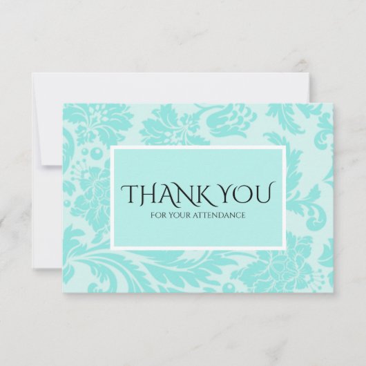 Blauwgroen damtbruiloft bedankt je kaart (Voorkant)