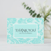 Blauwgroen damtbruiloft bedankt je kaart (Staand voorkant)