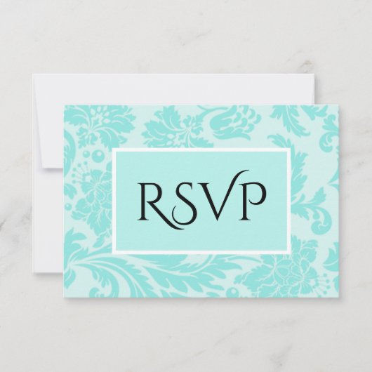 Blauwgroen damtbruiloft bedankt je kaart (Voorkant)