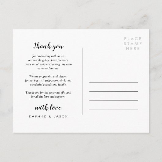 Blauwgroen dank u bruiloft foto collage aankondigingskaart (Achterkant)