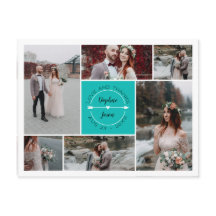 Blauwgroen dank u bruiloft foto collage