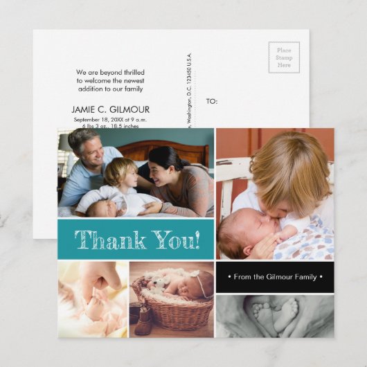 Blauwgroen Dank u introduceert Tweede Foto's van d Aankondigingskaart (Voorkant / Achterkant)