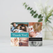 Blauwgroen Dank u introduceert Tweede Foto's van d Aankondigingskaart (Staand voorkant)