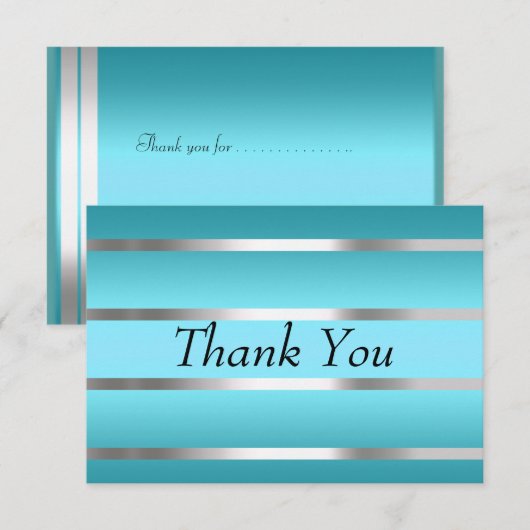 Blauwgroen dank u kaart zilveren lijnen (Voorkant / Achterkant)