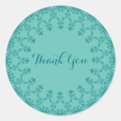 Blauwgroen dank u  ronde sticker (Voorkant)