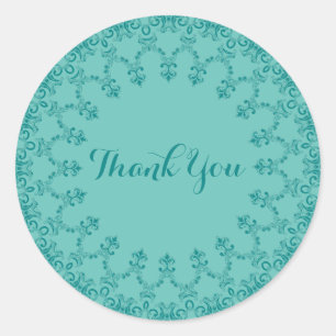 Blauwgroen dank u  ronde sticker