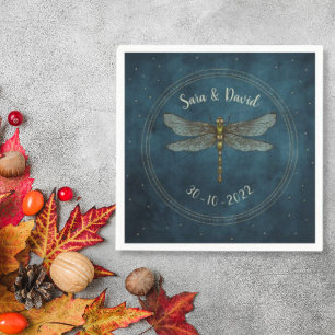 Blauwgroen Dark Gothic Mystic Dragonfly Bruiloft Servet