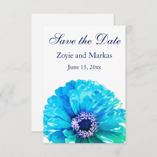 Blauwgroen datum - sla de datum op save the date (Voorkant / Achterkant)