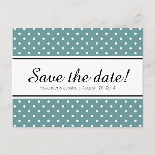 Blauwgroen De datum briefkaarten opslaan | witte s (Voorkant)